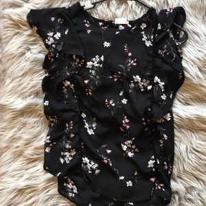 Black and floral blouse
